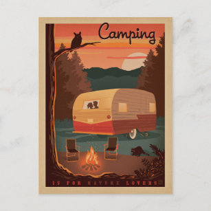Camping ist für Naturliebhaber Postkarte