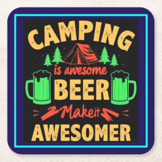 Camping ist großartiges Bier Mach es noch großarti Rechteckiger Pappuntersetzer