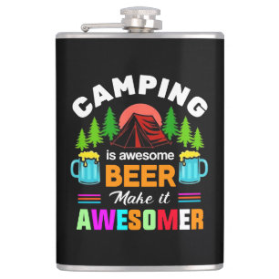 Camping ist großartiges Bier macht es noch großart Flachmann