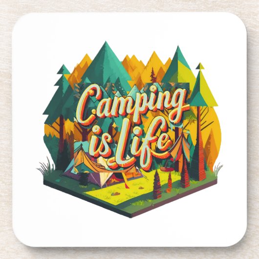 Camping ist Leben Getränkeuntersetzer (Vorderseite)