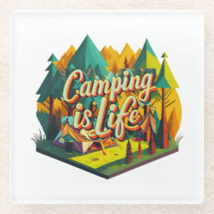 Camping ist Leben Glasuntersetzer