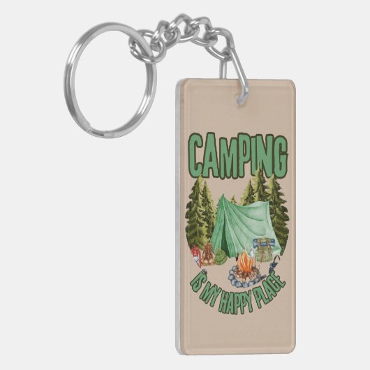 Camping ist mein glücklicher Ort, Acryl-Schlüssela Schlüsselanhänger (Vorderseite links)
