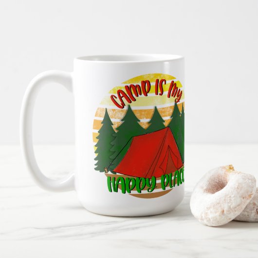 Camping ist mein glücklicher Ort Kaffeetasse (Mit Donut)