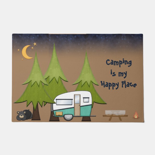 Camping ist mein glücklicher Ort Personalisiert RV Fußmatte (Vorderseite)