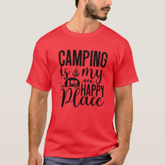 Camping ist mein glücklicher Ort RV Lagerfeuer vin T-Shirt