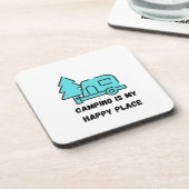 Camping ist mein glücklicher Platz auf einem harte Getränkeuntersetzer (Linke Seite)