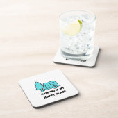 Camping ist mein glücklicher Platz auf einem harte Getränkeuntersetzer (Rechte Seite)