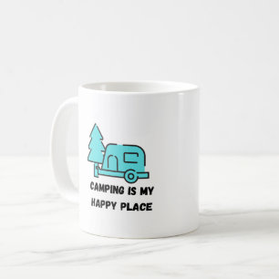 Camping ist mein glücklicher Platz auf einer Kaffe Kaffeetasse