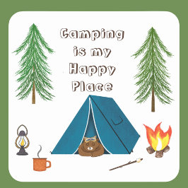 Camping ist mein Happy Place Bear Square Sticker