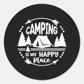 Camping ist mein Happy Place Campers Travel Runder Aufkleber