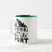 Camping ist mein Lieblingssport Zweifarbige Tasse (Vorderseite Links)