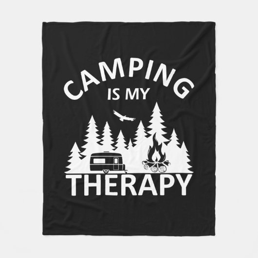 Camping ist mein Therapiewitterungsmotto Fleecedecke (Vorderseite)