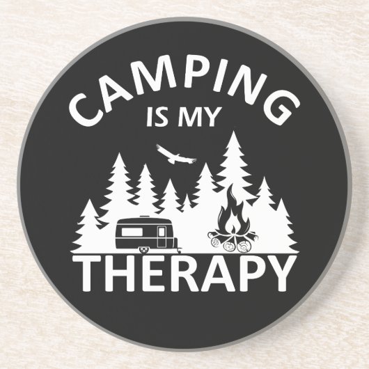 Camping ist mein Therapiewitterungsmotto Getränkeuntersetzer (Vorne)