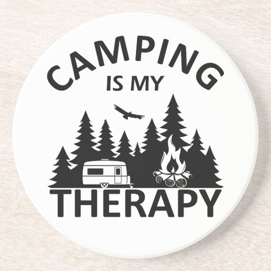 Camping ist mein Therapiewitterungsmotto Getränkeuntersetzer (Vorne)
