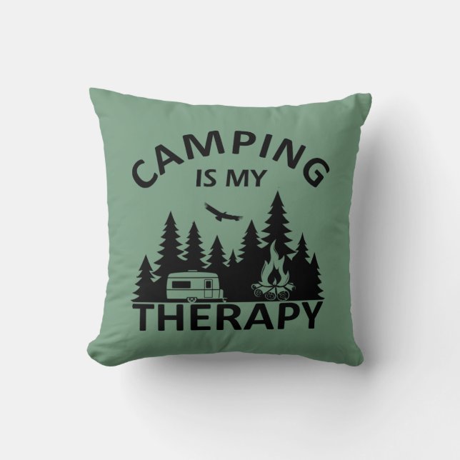 Camping ist mein Therapiewitterungsmotto Kissen (Vorderseite)
