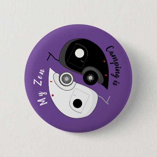 Camping ist mein Zen Ying Yang Teardrop Trailer Button (Vorderseite)