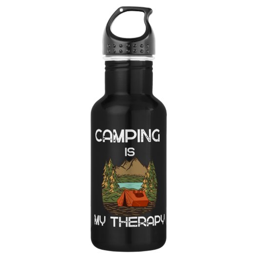 Camping ist meine Therapie Camping Liebhaber Edelstahlflasche (Vorderseite)