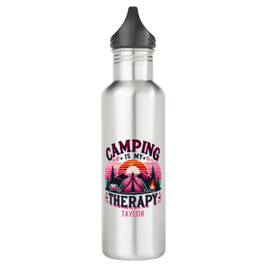 Camping ist meine Therapie Edelstahlflasche (Links)