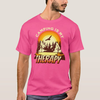 Camping ist meine Therapie - Funny Retro Wandernat T-Shirt
