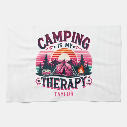 Camping ist meine Therapie Geschirrtuch (Horizontal)