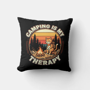 Camping ist meine Therapie Katzenliebhaber Outdoor Kissen