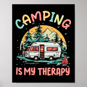 Camping ist meine Therapie Lagerfeuer Sommercamp F Poster