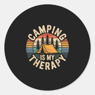 Camping ist meine Therapie lustiger Camper Runder Aufkleber