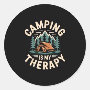 Camping ist meine Therapie lustiger Camper Runder Aufkleber