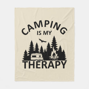 Camping ist meine Therapie lustiger Camper-Slogan Fleecedecke