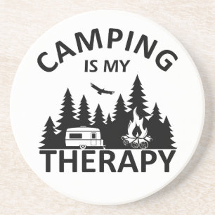 Camping ist meine Therapie lustiger Camper-Slogan Getränkeuntersetzer