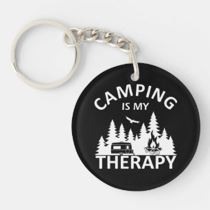 Camping ist meine Therapie lustiger Camper-Slogan Schlüsselanhänger