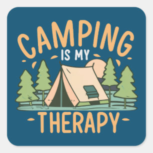 Camping ist meine Therapie Quadratischer Aufkleber