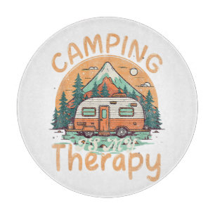 Camping ist meine Therapie Sommerferien Familie Schneidebrett