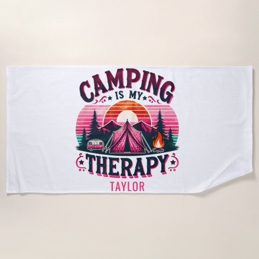 Camping ist meine Therapie Strandtuch (Vorderseite)