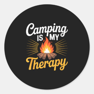 Camping ist Therapie Camp Camper Outdoor-Abenteuer Runder Aufkleber