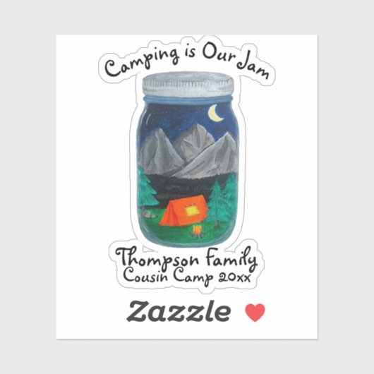Camping ist Unser Marmorzelt und die Berge im Jar Aufkleber (Blatt)