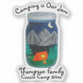 Camping ist Unser Marmorzelt und die Berge im Jar Aufkleber (Vorderseite)