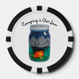 Camping ist Unser Marmorzelt und die Berge im Jar Pokerchips