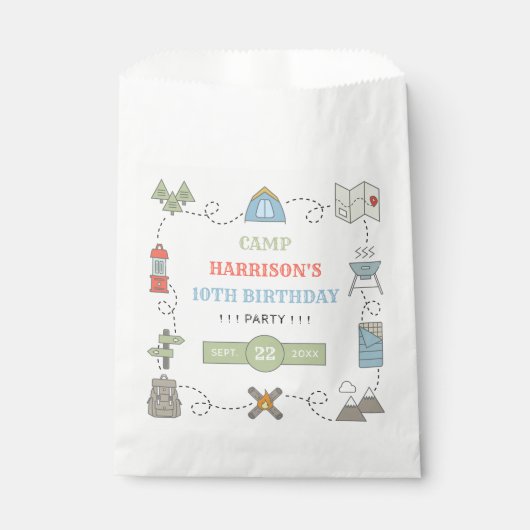 Camping jeder Geburtstagspartei Geschenktütchen (Vorderseite)