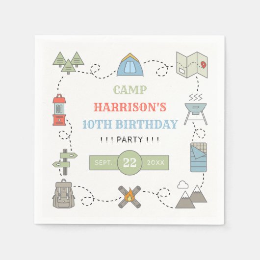 Camping jeder Geburtstagspartei Serviette (Vorderseite)