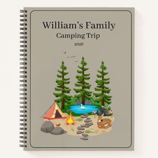 Camping Journal With Camping Illustration Notizblock (Vorderseite)
