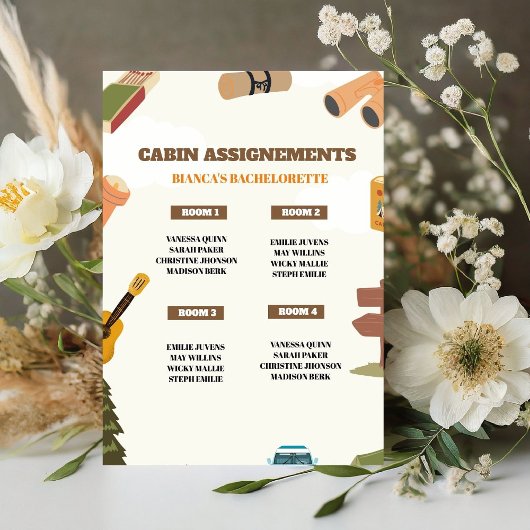 Camping Junggeselinnen-Abschied Kabine Zuweisung S Sockelschild