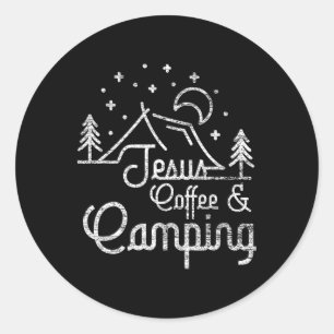 Camping Kaffee Camper Camp Liebhaber Christ Jesus Runder Aufkleber