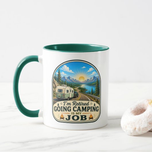 Camping-Kaffeetasse - Ich bin im Ruhestand! Tasse (Mit Donut)