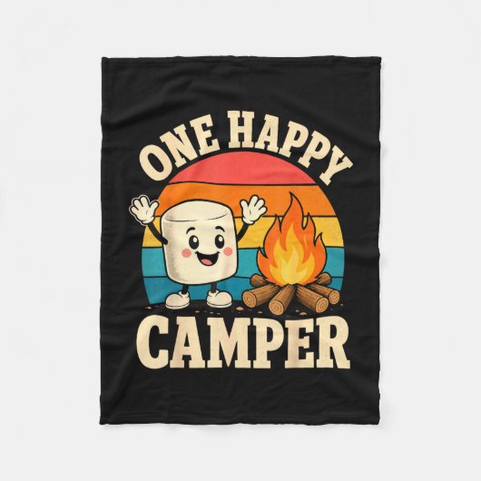 Camping Kinder süße Marshmallow Lagerfeuer Fleecedecke (Vorderseite)