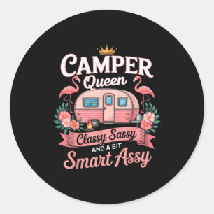 Camping-Königin Cly Sy Smart Y Camping Rv Geschenk Runder Aufkleber