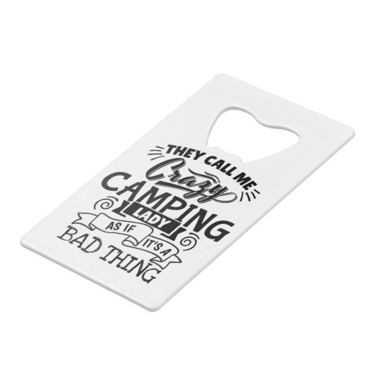 Camping Lady Geldbeutel Flaschenöffner (Vorderseite Schrägansicht)