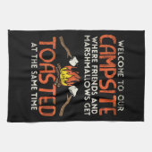 Camping Lagerfeuer und Marshmallows Geschirrtuch (Horizontal)