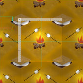 Camping Lagerfeuer und Smores-Muster Stoff (Kachel)