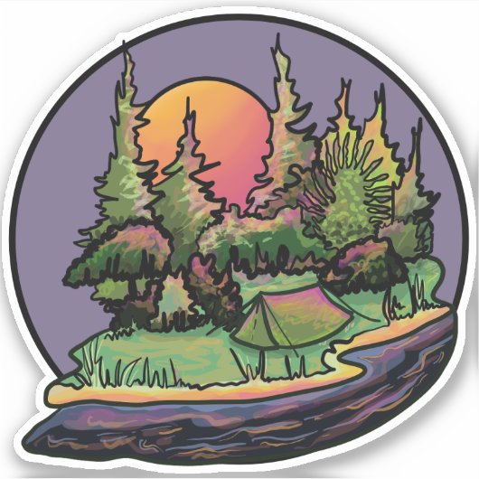 Camping Landscape Sticker (Vorderseite)